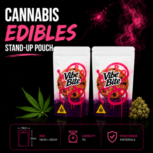 Custom printed cannabis edibles stand-up pouches