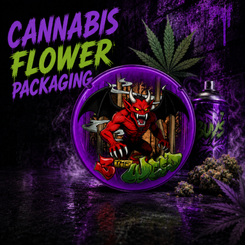 Custom cannabis flower packaging bags with printed designs
