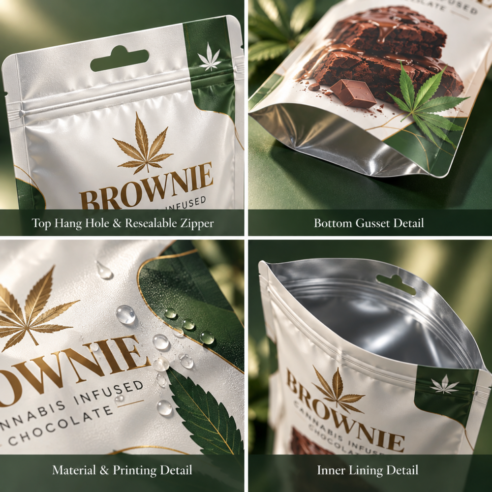 cannabis edible snack mylar zipper pouches