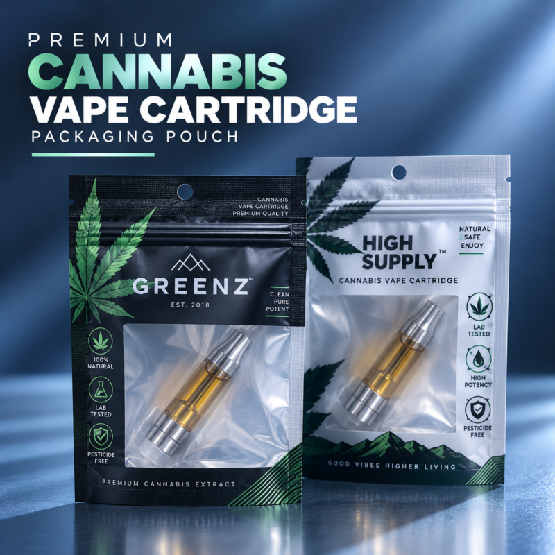custom cannabis vape cartridge mylar bags