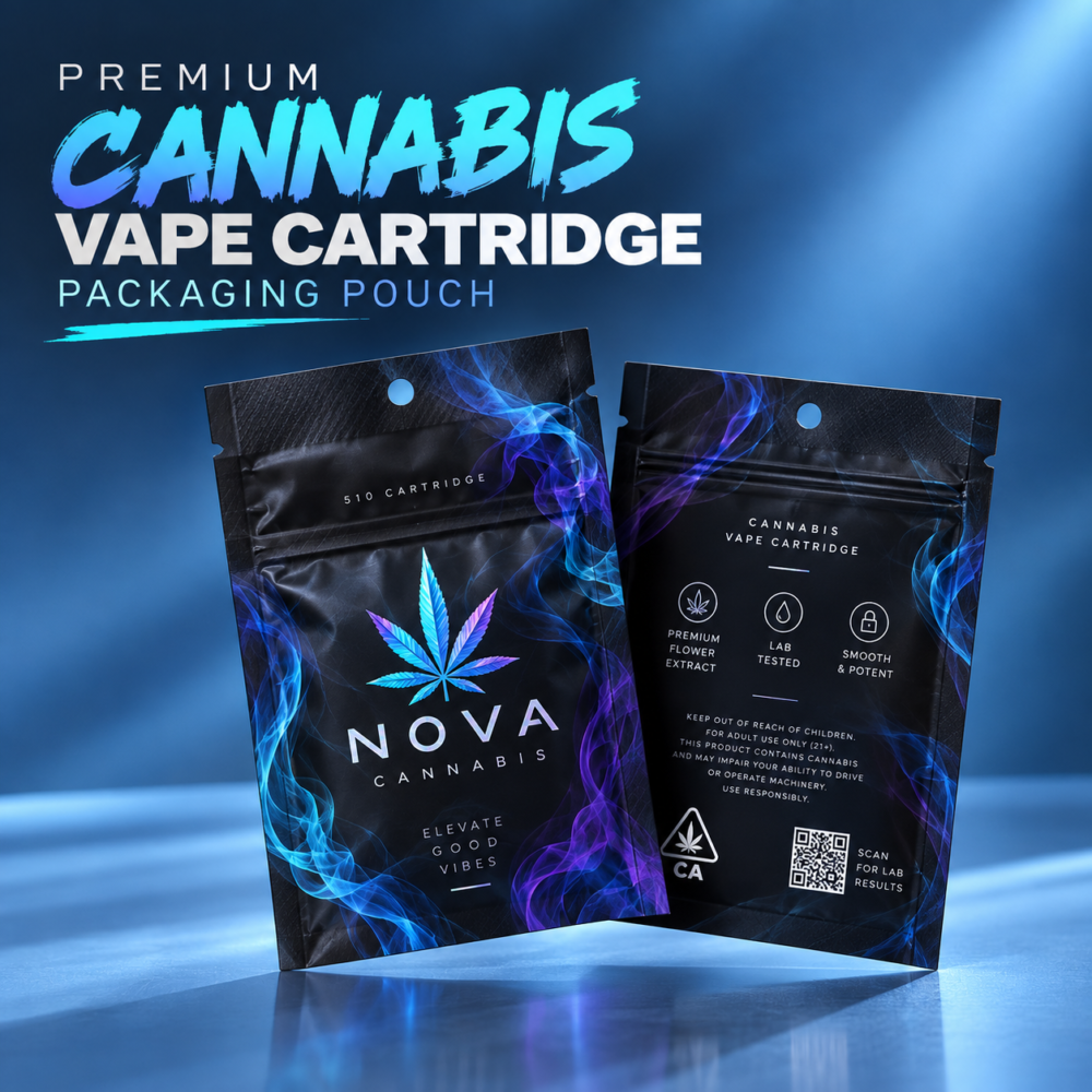 custom cannabis vape cartridge zipper pouches