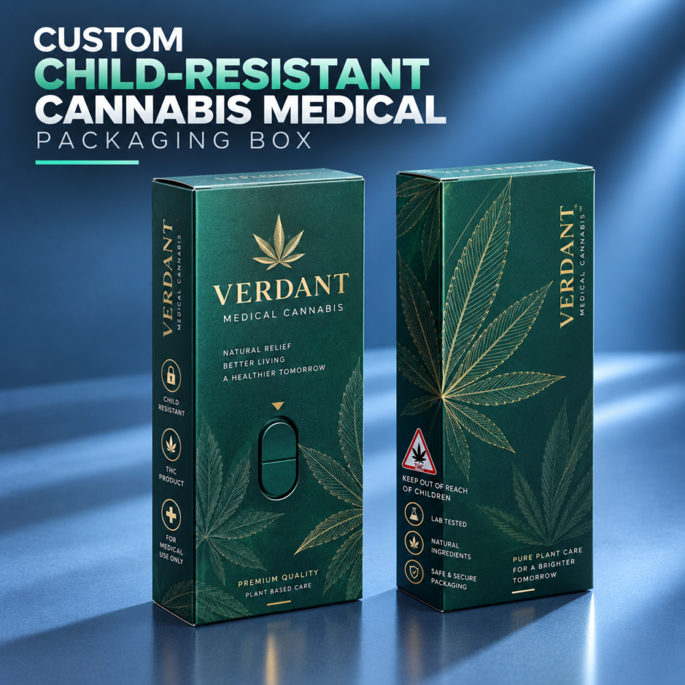 custom child resistant cannabis packaging boxes