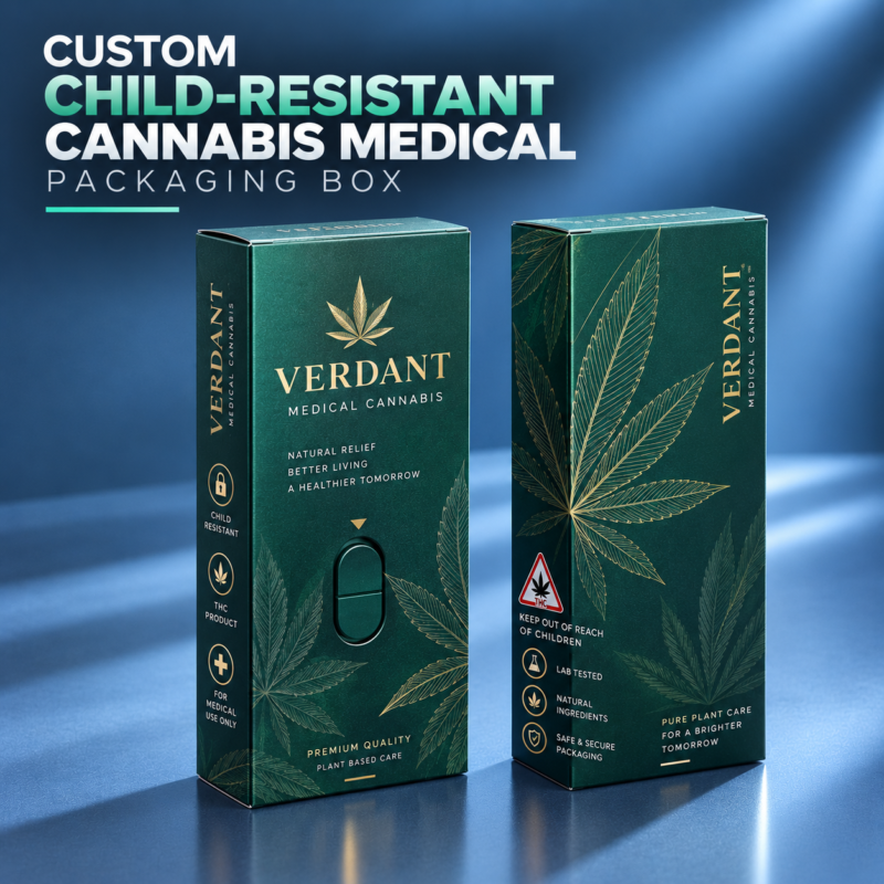 custom child resistant cannabis packaging boxes