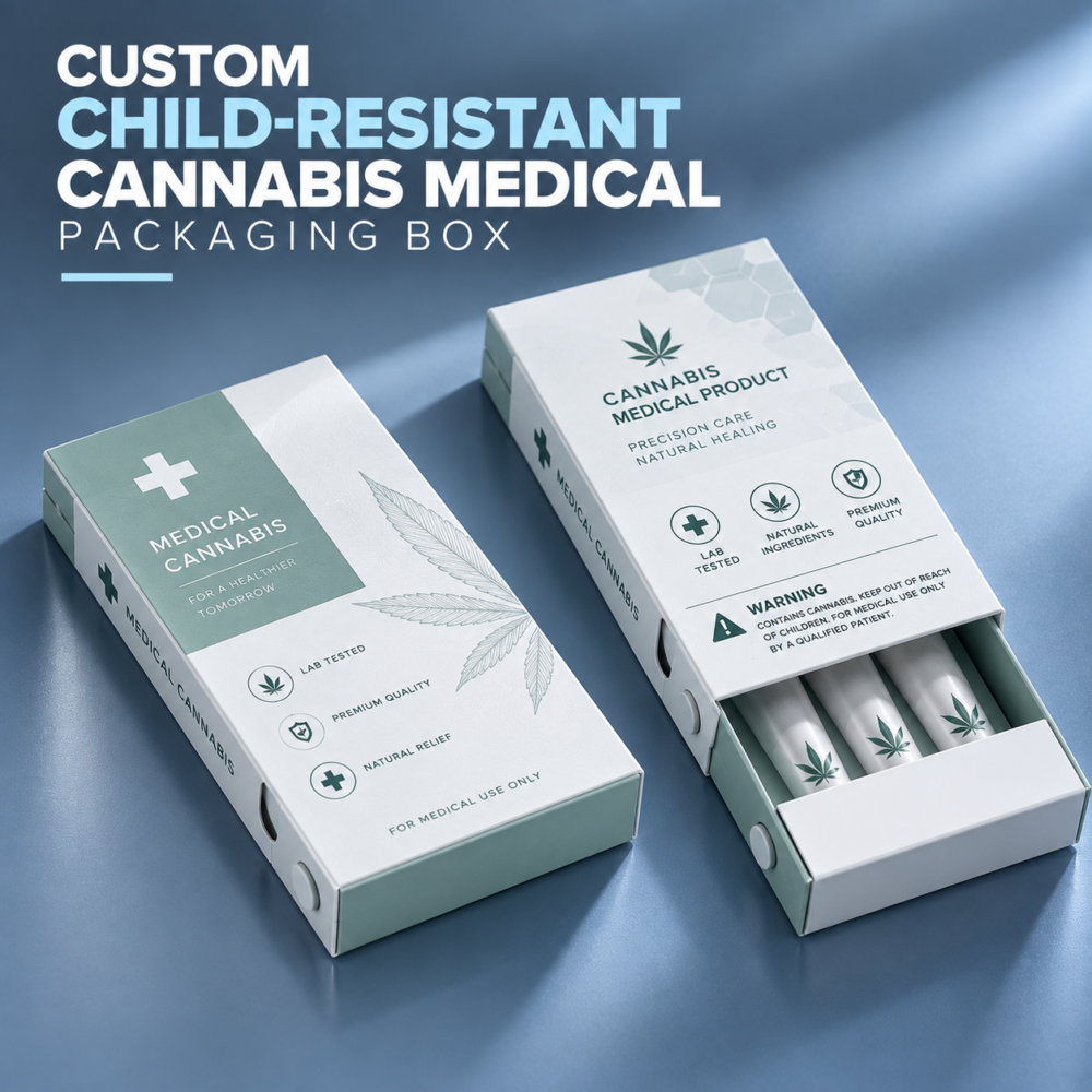 Custom Child Resistant Cannabis Packaging Boxes | CBD, Medical Marijuana & Hemp Boxes