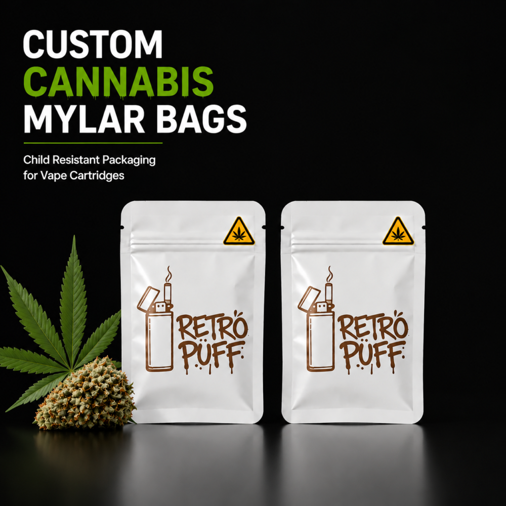 Child Resistant Custom Mylar Bags for Cannabis Products