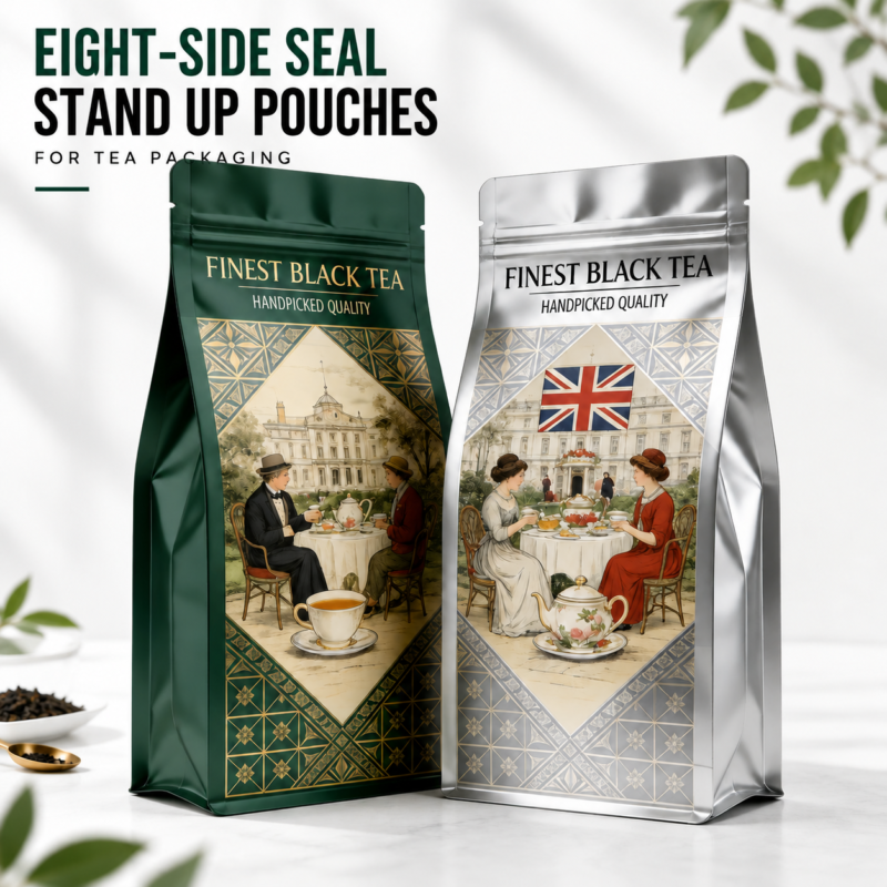 Custom 3 side seal aluminum foil stand up pouches for food packaging