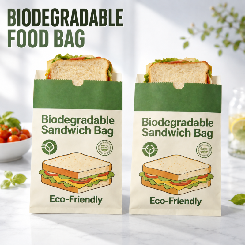 Custom biodegradable food paper bags for bakery and food brands