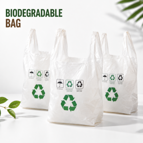 Custom biodegradable plastic bags with compostable eco friendly packaging design