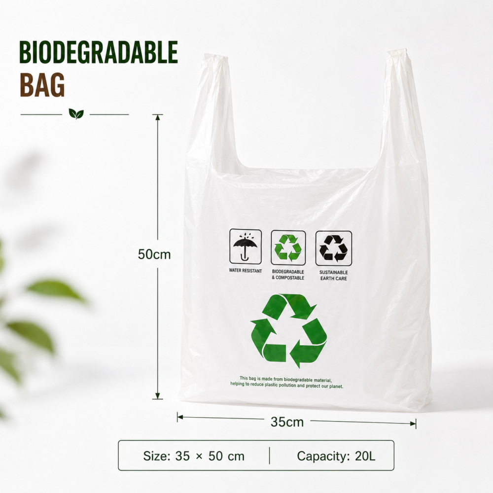 Biodegradable plastic shopping bags with custom printing for eco friendly brands