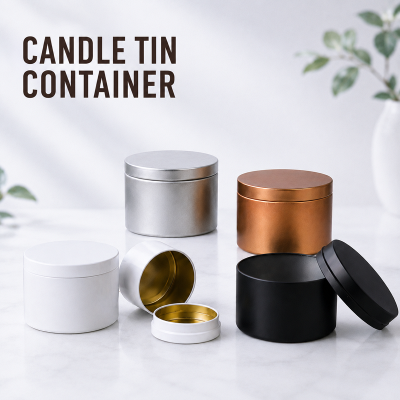 Custom candle tin containers with lids for metal candle packaging