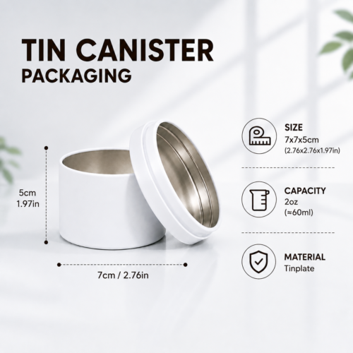 White tin candle containers with custom size and structure options