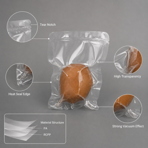 Custom Clear Retort Food Vacuum Bags | High Barrier Food Packaging