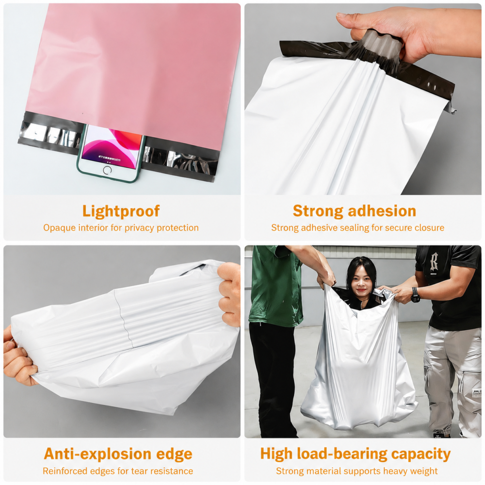 Waterproof clothing mailing bags with secure adhesive closure
