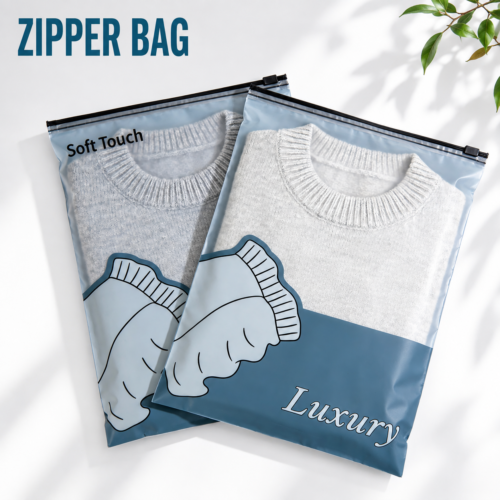 Custom clothing zipper bags for apparel packaging