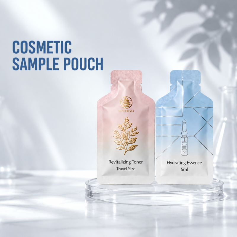 Custom cosmetic sample pouches for skincare sachet packaging