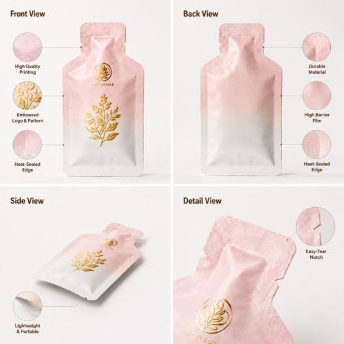 Custom Cosmetic Sample Pouches | Skincare Sachet Packaging Manufacturer