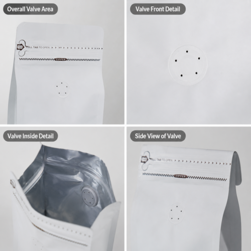 Eight Side Seal Coffee Bag Valve Structure and Detail View