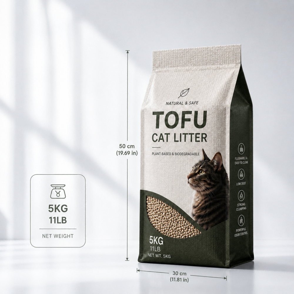 Custom flat bottom cat litter packaging bags with 5kg size