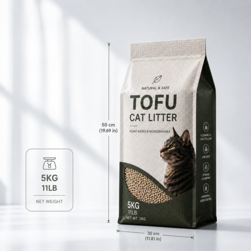 Custom flat bottom cat litter packaging bags with 5kg size