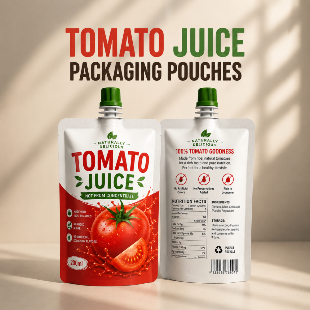 Food Stand Up Spout Pouches for Tomato Juice and Sauce Packaging