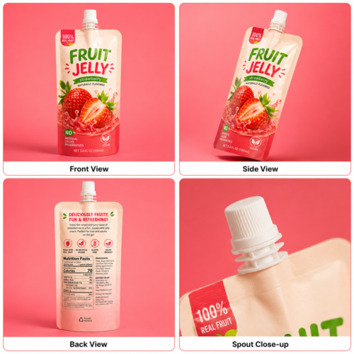 Food Stand Up Spout Pouches with Custom Printing and Spout Structure