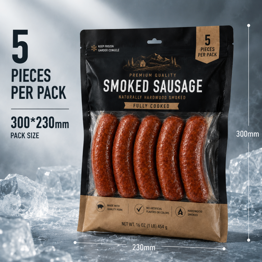 Frozen Food Packaging Bags with Custom Size and Vacuum Packaging Options