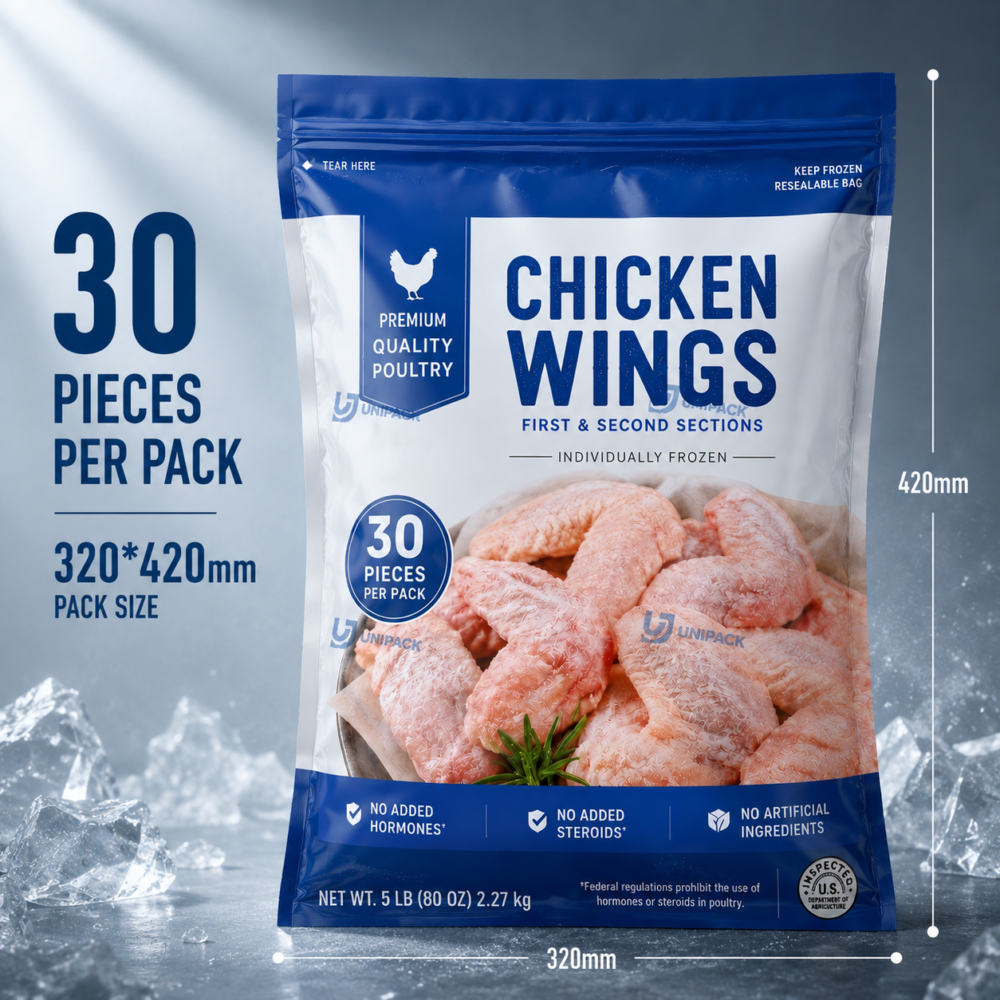 Frozen Food Packaging Bags with Custom Zipper Closure and High Barrier Structure