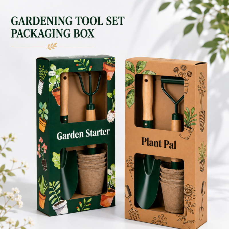 Custom Garden Tool Set Packaging Boxes with Window-主图 Custom garden tool set packaging boxes with window for gardening gift sets