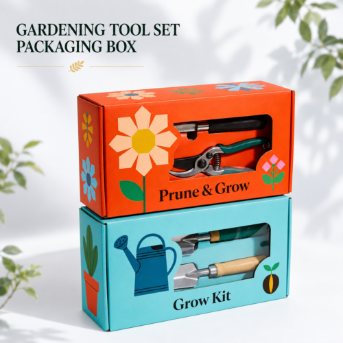 Custom garden tool set packaging boxes with window for gardening tool kits