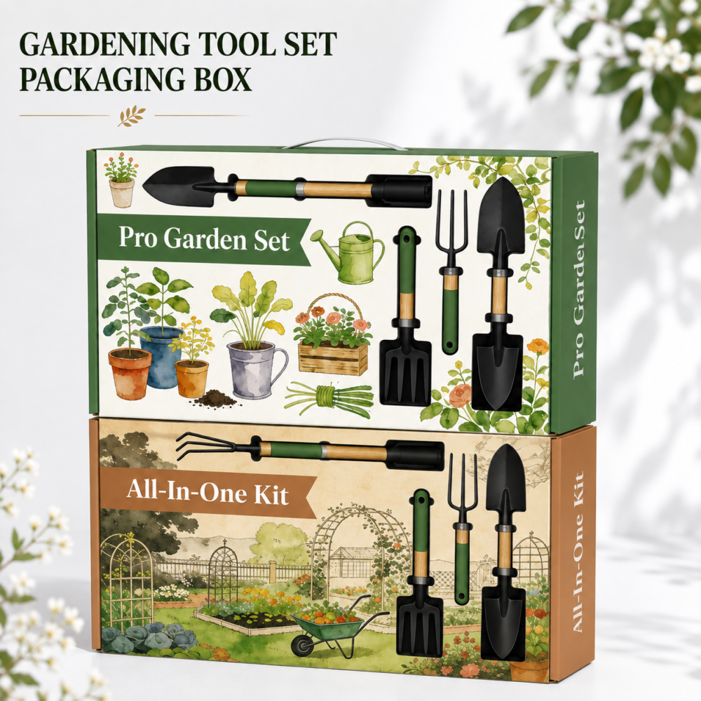 Garden tool set packaging boxes with custom sizes and box structures