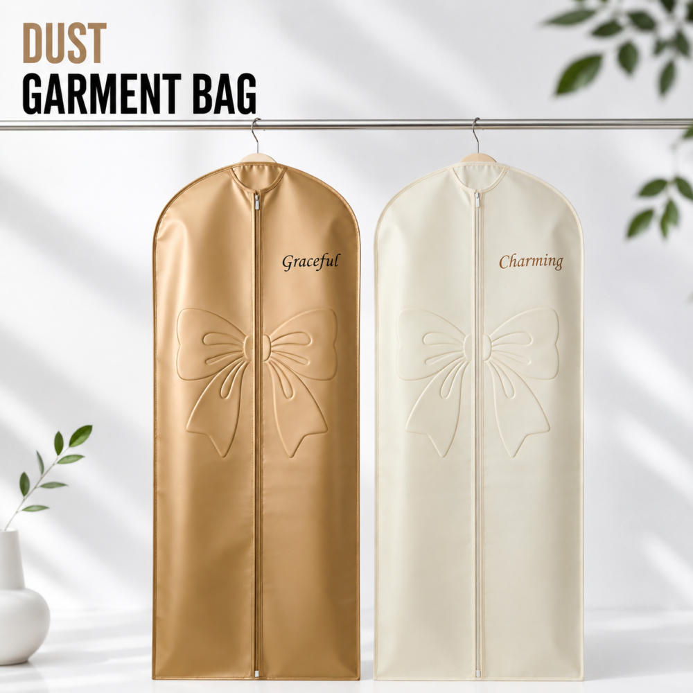 Custom garment dust bags with hanger opening and zipper closure