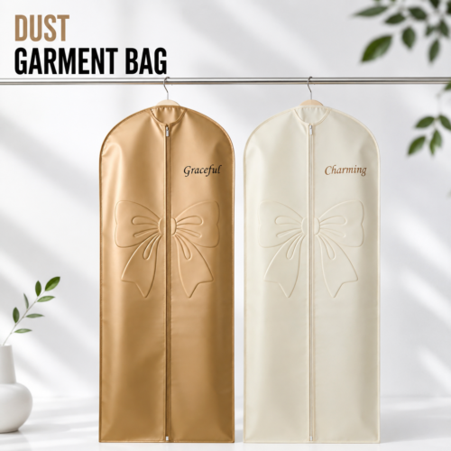 Custom garment dust bags with hanger opening and zipper closure