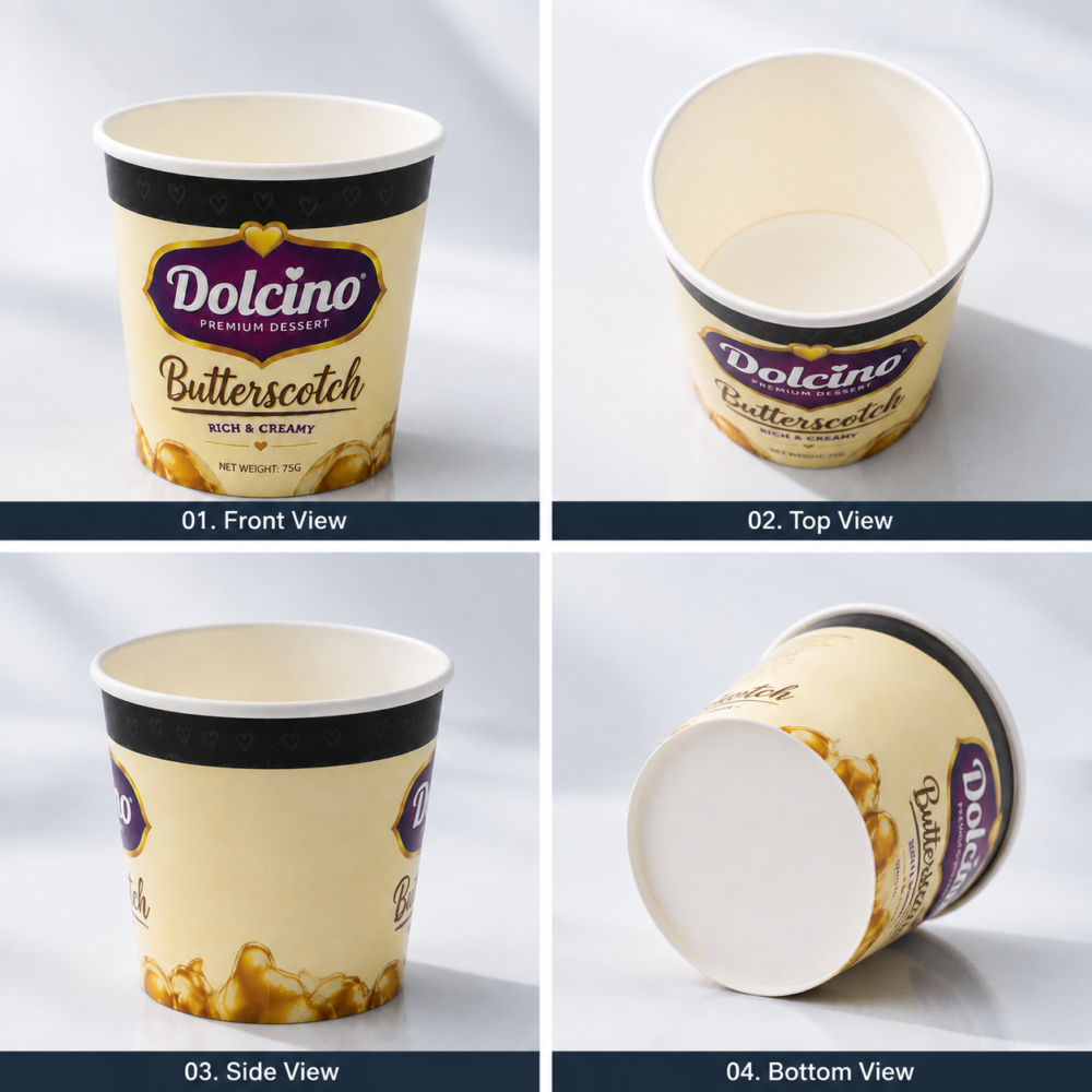 custom ice cream packaging cups with premium paper material