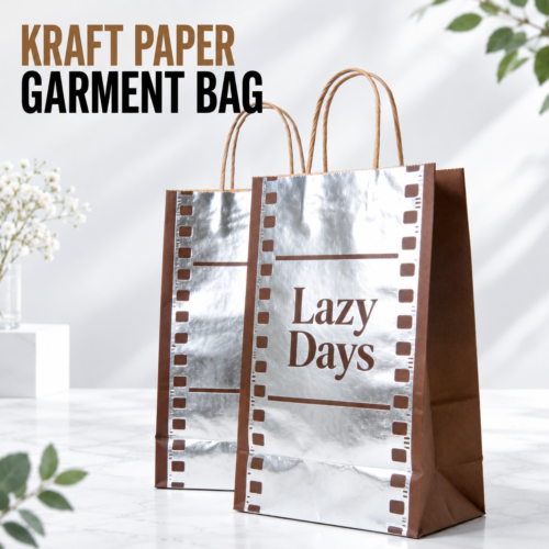 Custom Kraft Paper Garment Bags-略缩图2 Kraft paper garment bags in custom colors for clothing brands