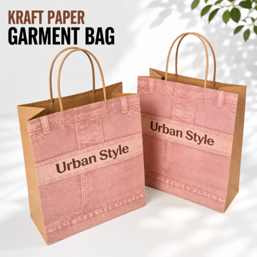 Custom Kraft Paper Garment Bags-略缩图3 Custom kraft paper garment bags with rope handles for clothing packaging