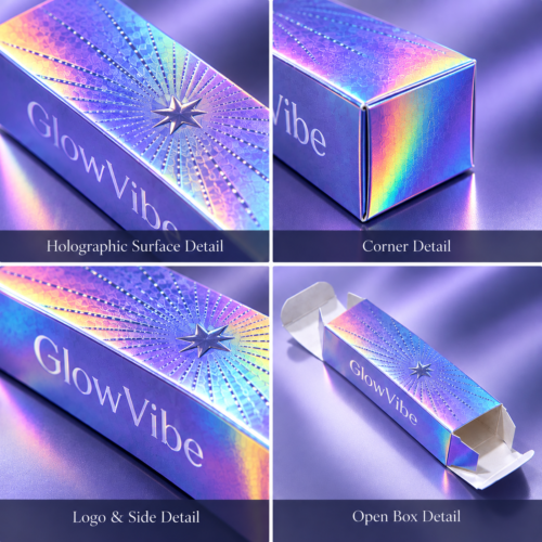 Custom Holographic Lipstick Packaging Boxes | Holographic Foil & Iridescent Lipstick Boxes