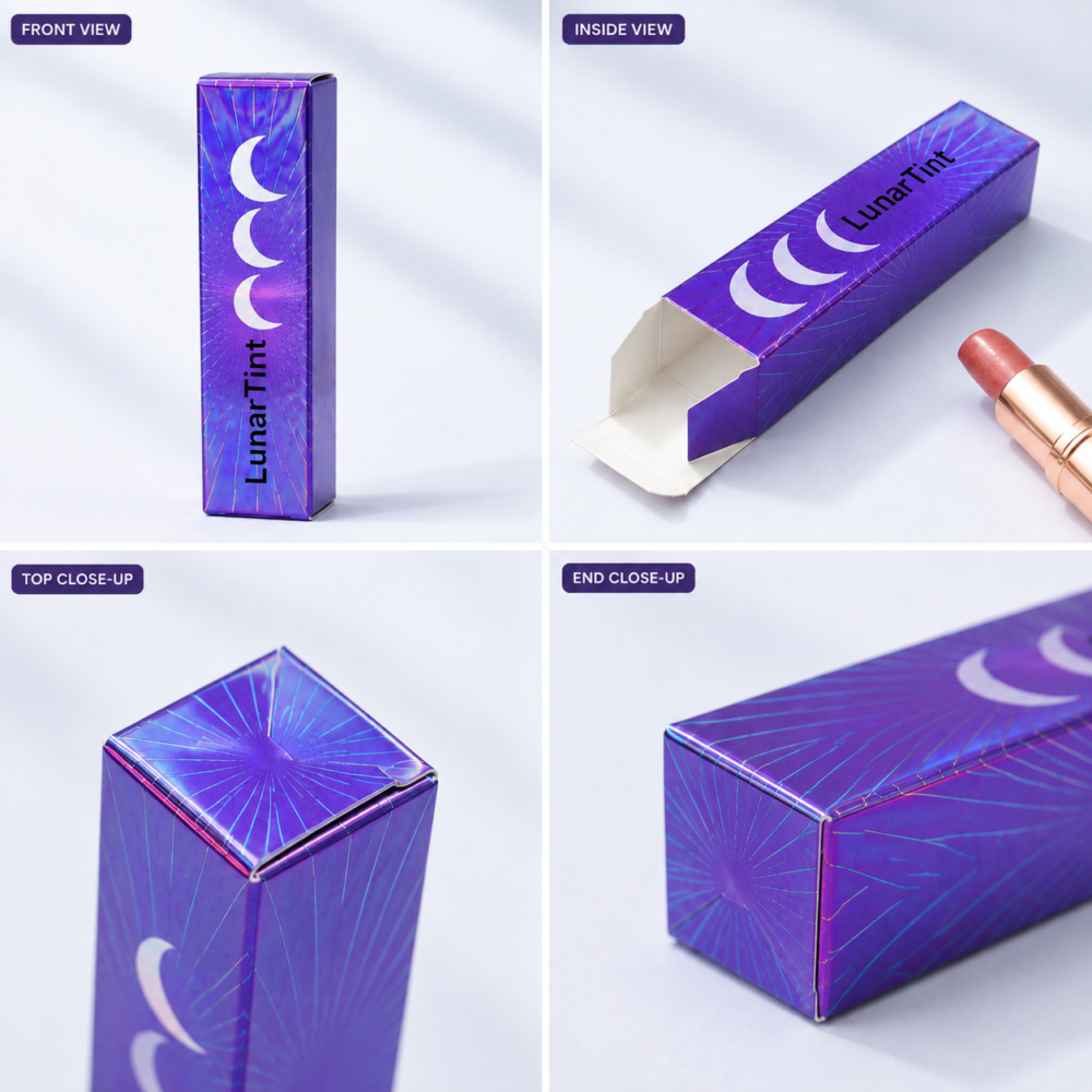 Luxury lipstick packaging boxes with custom printing and finishing options