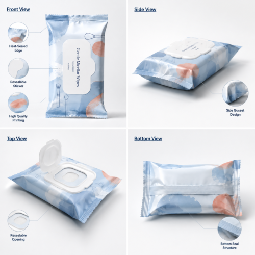 Custom Makeup Remover Wipe Pouches | Cosmetic Wipes Packaging Manufacturer