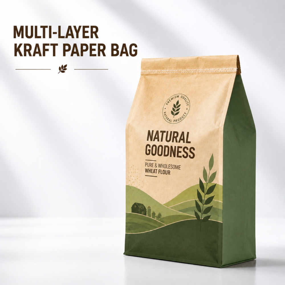 Custom Multi Layer Kraft Paper Food Bags-略缩图1 custom multi layer kraft paper food bags with size customization
