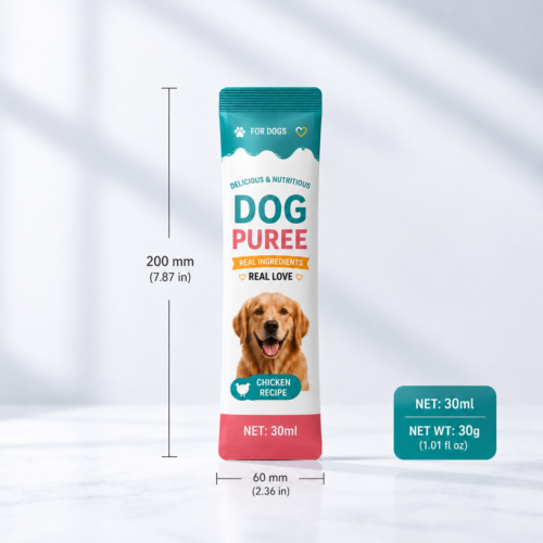 Custom pet food packaging bags with back view and high barrier structure