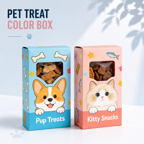 printed pet treat boxes with custom packaging design for pet food brands