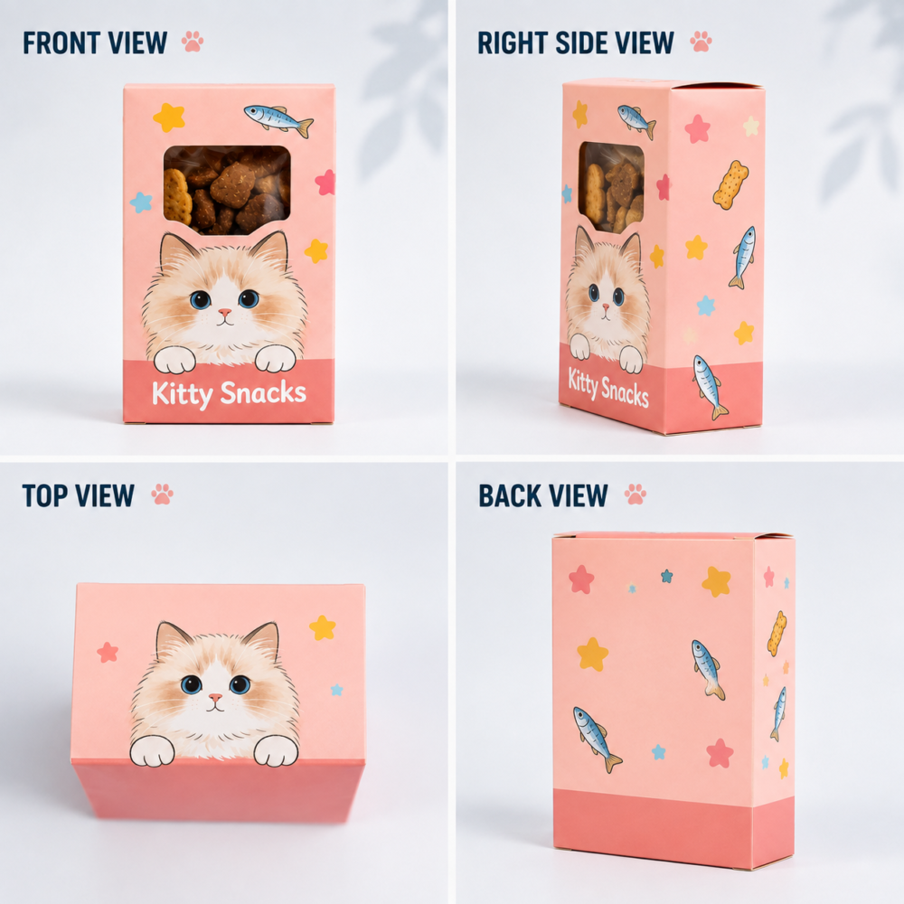 luxury pet treat packaging boxes with premium paper box design and custom printing