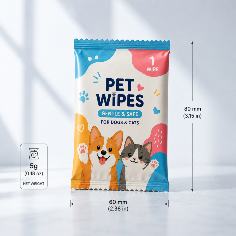 Custom pet wipes flip top pouches with custom size