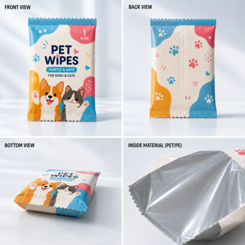 Custom Pet Wipes Flip Top Pouches Manufacturer | Resealable Packaging