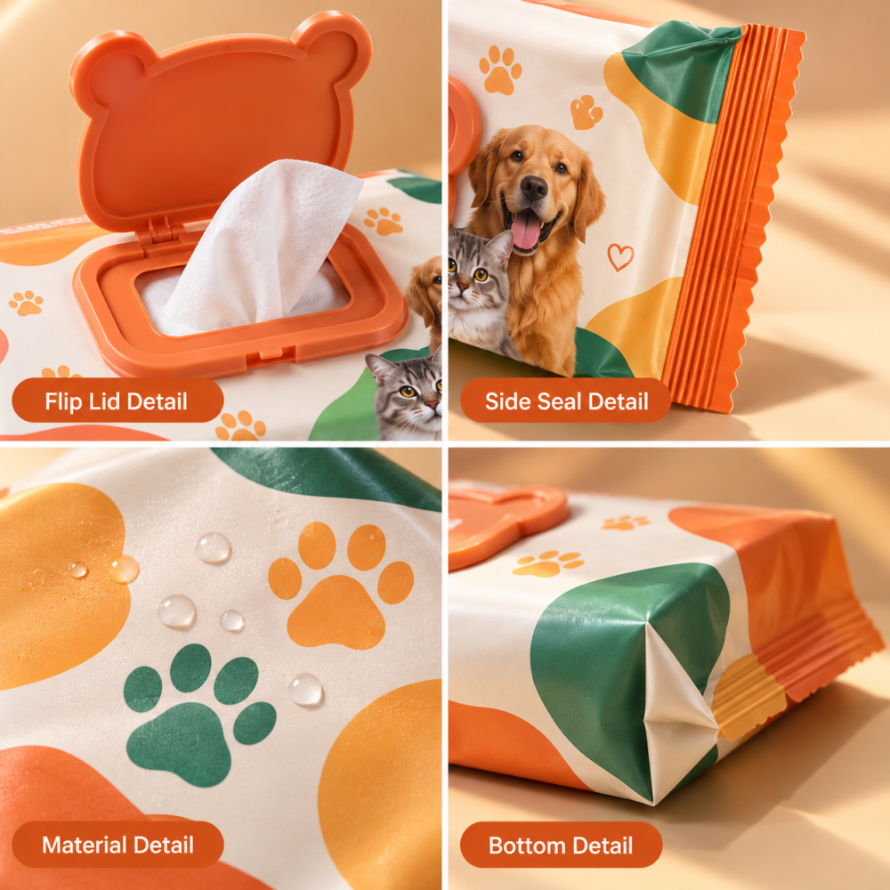 Custom Pet Wipes Flip Top Pouches-略缩图1 custom pet wipes pouches with flip top lid