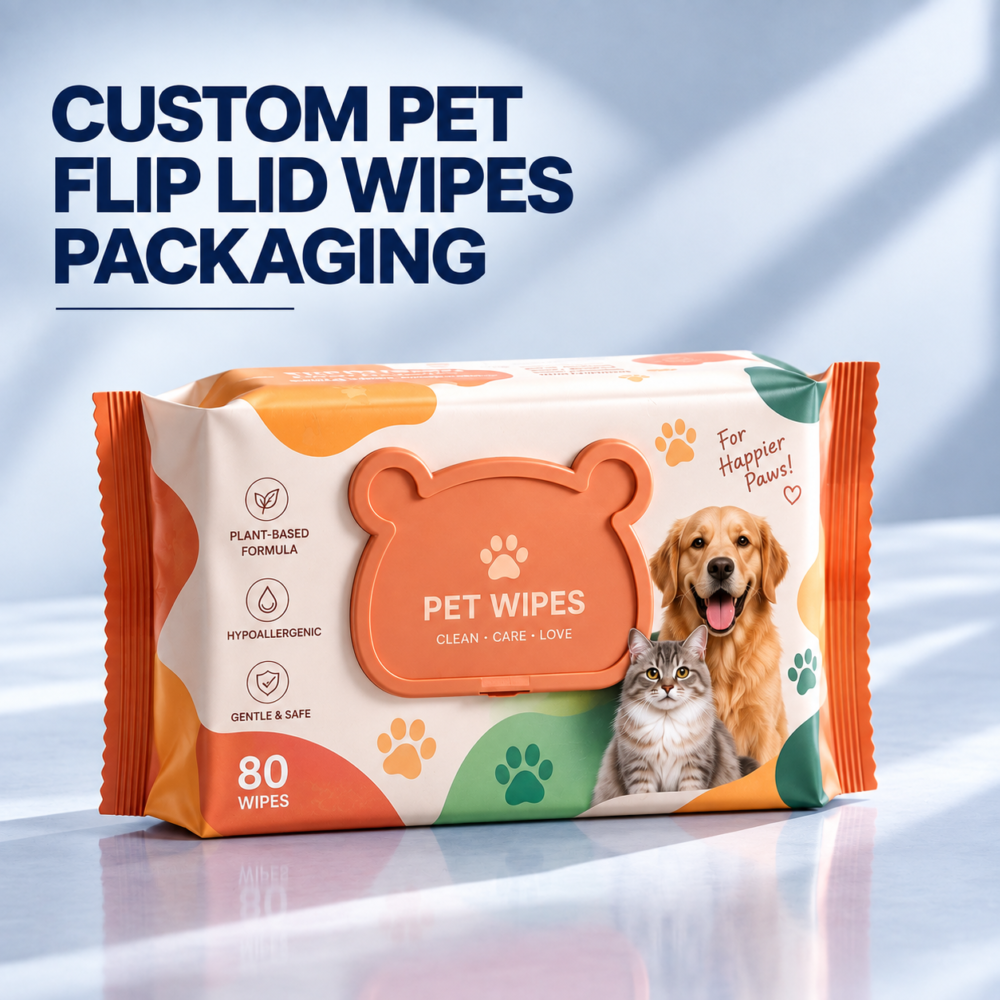Custom Pet Wipes Flip Top Pouches-略缩图2 custom shaped pet wipes pouches with flip top lid