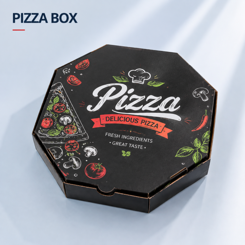 custom pizza boxes with printed food packaging design for pizza brands