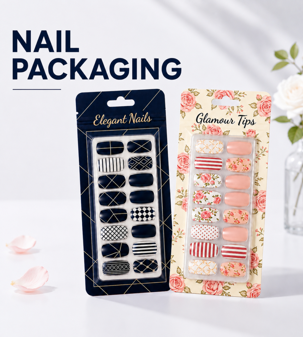 Custom press on nail packaging bags for nail brands