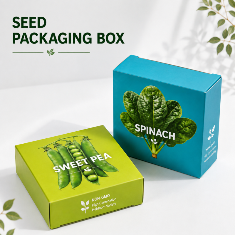 Custom Paper Seed Packaging Boxes with Window for Vegetable Seed Packaging