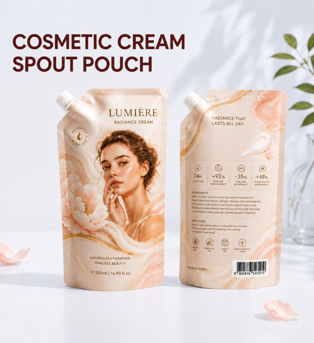 Custom Cosmetic Spout Pouch Packaging For Skincare Refill Products